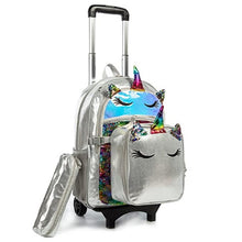 Load image into Gallery viewer, Girl&#39;s Quilted Metallic Design Trolley Luggage - Ailime Designs