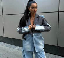 Load image into Gallery viewer, Cool Block Design Denim Jacket For Women - Ailime Designs