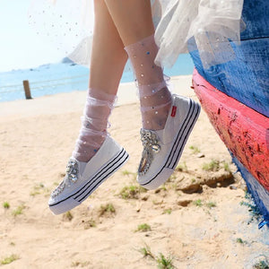 Crystal Design Women's Platform Wedding Sneakers - Ailime Designs