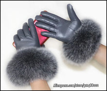 Load image into Gallery viewer, Fine Quality Women's Fox Fur Sheepskin Leather Gloves - Ailime Designs