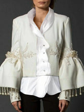 Load image into Gallery viewer, Beautiful Pearl Fringe Sleeve White Jacket - Ailime Designs