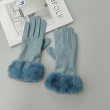 Load image into Gallery viewer, Fantastic Suede Leather Fur Trim Gloves - Ailime Designs