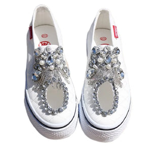 Crystal Design Women's Platform Wedding Sneakers - Ailime Designs