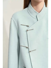 Load image into Gallery viewer, Light Blue 100% Wool Stylist Coat - Ailime Designs