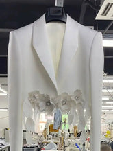 Load image into Gallery viewer, Elegant White Flower Motif Bolero Style Jacket - Ailime Designs