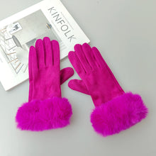Load image into Gallery viewer, Fantastic Suede Leather Fur Trim Gloves - Ailime Designs