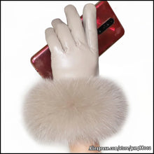 Load image into Gallery viewer, Fine Quality Women's Fox Fur Sheepskin Leather Gloves - Ailime Designs