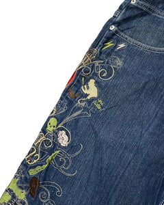 Casual Women Embrodiered Dragon Style Denim Pants - Ailime Designs