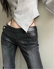 Load image into Gallery viewer, Distressed Low-rise Black Jeans - Ailime Designs