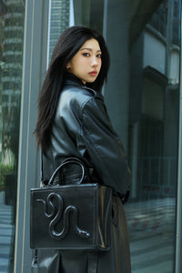 Beautiful High Quality Snake Design Black Crossbody Handbag - Ailime Designs