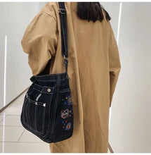 Load image into Gallery viewer, Denim Women&#39;s Retro Punk Embroiderd Handbag - Ailime Designs