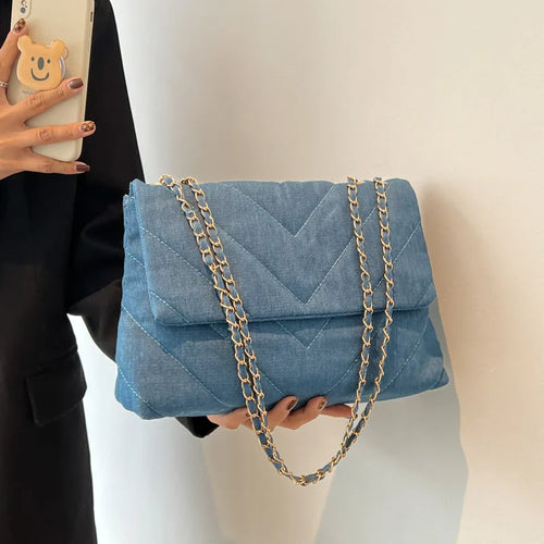 Chic Design  Geometric  Quilted Denim Handbags - Ailime Designs