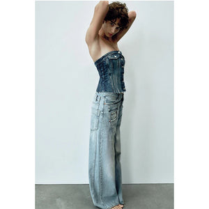 Casual Women Double Waisted Denim Jeans - Ailime Designs