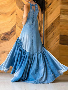 Casual Plus Size Beauties Mermaid Design Maxi Denim Dresses - Ailime Designs