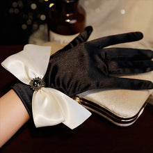 Load image into Gallery viewer, Black Satin Bowknot Design Dress Gloves - Ailime Designs