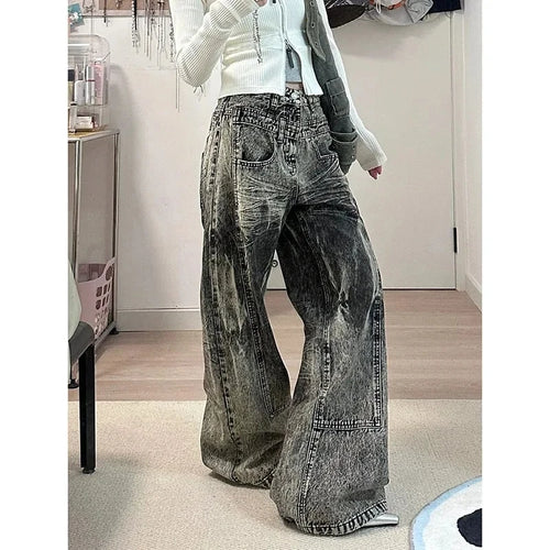 Casual Women Vintage Gray Denim Wash Jeans - Ailime Designs