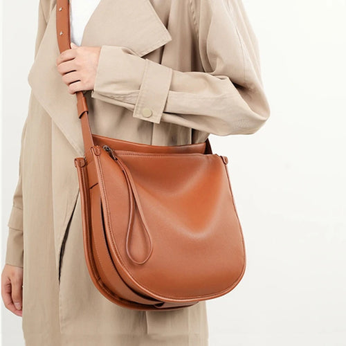 Casual Brown Split Leather Underarm Shoulder Bags For Women - Ailime Designs