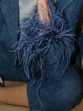 Load image into Gallery viewer, Casual Women Ostrich Feather Cuff Blazer Design  Denim Blazers - Ailime Designs