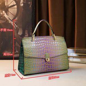 Crocodile Print Design Women Genuine Leather Handbags - Ailime Designs