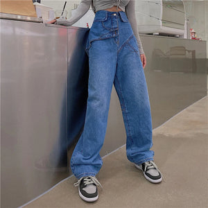 Casual Women Overlay Waist Denim Jeans - Ailime Designs