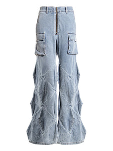 Casual Women Pin-tuffed Style Wide-legged Denim Jeans - Ailime Designs
