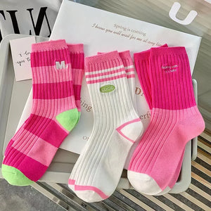 Breathable Stripe Design Women Crew Socks - Ailime Designs