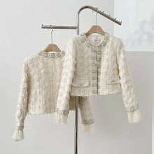 Load image into Gallery viewer, Winter White Tweed Jackets For Women - Ailime Designs
