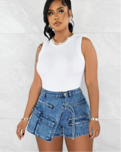 Load image into Gallery viewer, A-line Blue Denim Jean Shorts - Ailime Designs