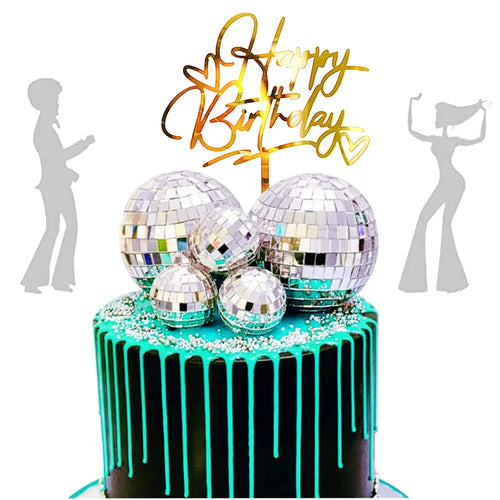 Disco Ball Silver Cake Toppers - Ailime Designs
