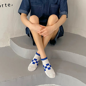 Geometric Blue Design Women Casual Socks - Ailime Designs