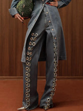 Load image into Gallery viewer, Casual Women Grommet Front Leg Design Denim Jeans - Ailime Designs