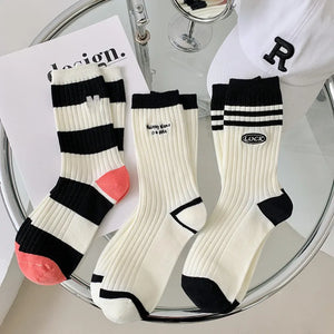 Breathable Stripe Design Women Crew Socks - Ailime Designs