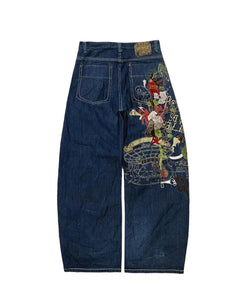 Casual Women Embrodiered Dragon Style Denim Pants - Ailime Designs