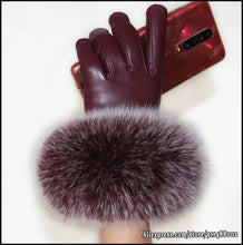 Load image into Gallery viewer, Fine Quality Women's Fox Fur Sheepskin Leather Gloves - Ailime Designs