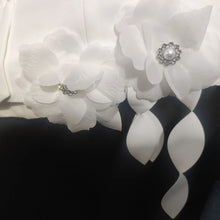 Load image into Gallery viewer, Elegant White Flower Motif Bolero Style Jacket - Ailime Designs