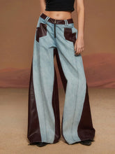 Load image into Gallery viewer, Casual Women Wide Legged Block Printed Denim Jeans - Ailime Designs