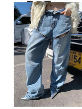 Load image into Gallery viewer, Casual Women Slited Baggy Denim Jeans - Ailime Designs