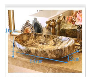 Decorative Brown Marble Design Bathroom Basin Top-mount - Ailime Designs