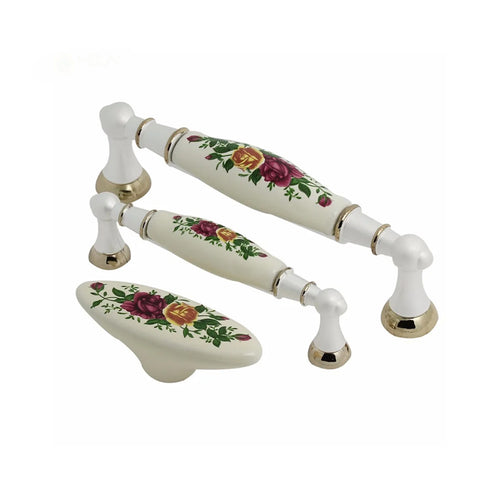 Ceramic Floral Printed Cabinet Handles - Ailime Designs
