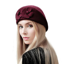 Load image into Gallery viewer, Flower Motif Design Wool Beret Caps - Ailime Designs