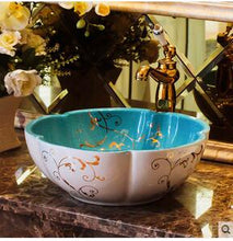 Load image into Gallery viewer, European Design Scallop Blue Print Basin Sinks - Ailime Designs - Ailime Designs