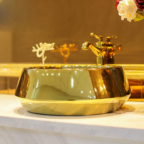 Gold Plated Bathroom Basin Sinks - Ailime Designs