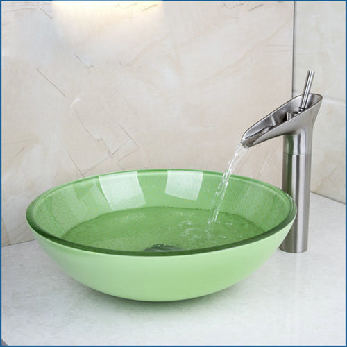 Beautiful Green Waterfall Deck Mount Basin Sink Set - Ailime Designs