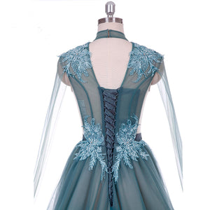 Cyan Blue Women's Elegant Evening Dress - Ailime Designs