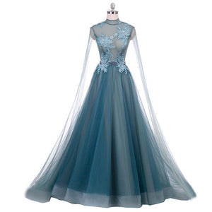 Cyan Blue Women's Elegant Evening Dress - Ailime Designs