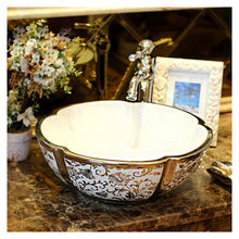 Load image into Gallery viewer, Hand Crafted Elegant Floral Printed Counter-top Sinks - Ailime Designs