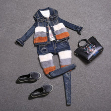 Load image into Gallery viewer, Women’s Street Style Fantastic Blue Denim 2pc Rabbit Jacket &amp; Pants Set