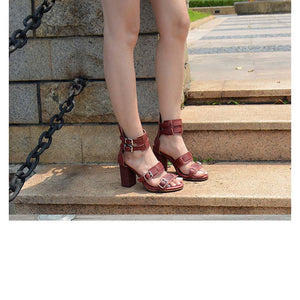 Women's Gladiator Buckle Strap Ankle Design High Heels