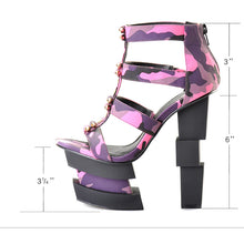 Load image into Gallery viewer, Women&#39;s Camouflage Print Design Geometric Shape High Heels