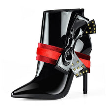 Load image into Gallery viewer, Women&#39;s Black Patent Leather Ankle Boots